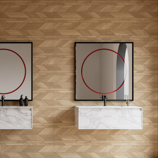 Dimensi | 12"x36" Ceramic Dark Oak Liner Deco Wall Tile