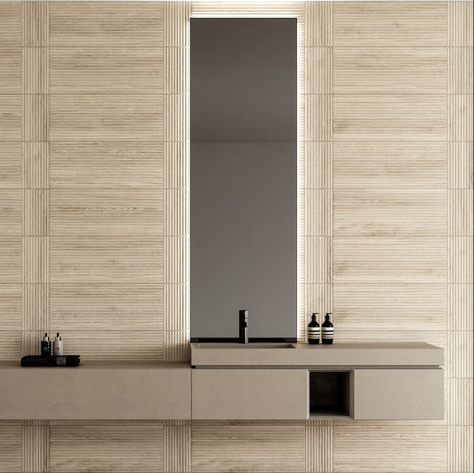 Dimensi | 12"x36" Ceramic Light Oak Liner Deco Wall Tile