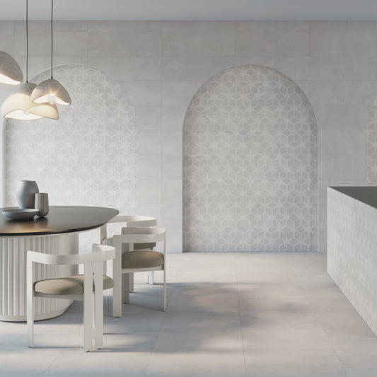 Dimensi | 12"x36" Ceramic Moon Concave Deco Wall Tile