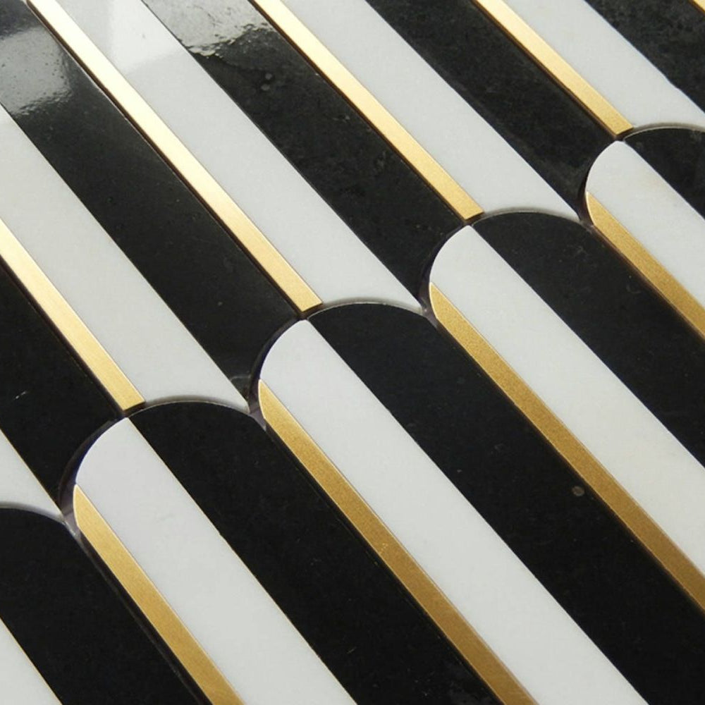 Gold + Marmo | 12"x12" Coliseum Marble & Brass Mosaic Tile
