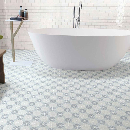 Flora Moda | 6"x6" Serena Porcelain Encaustic Look Floor & Wall Tile