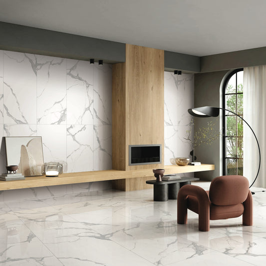 Dream | 24"x48" Grecian Stattuario Porcelain Marble Look Floor & Wall Tile