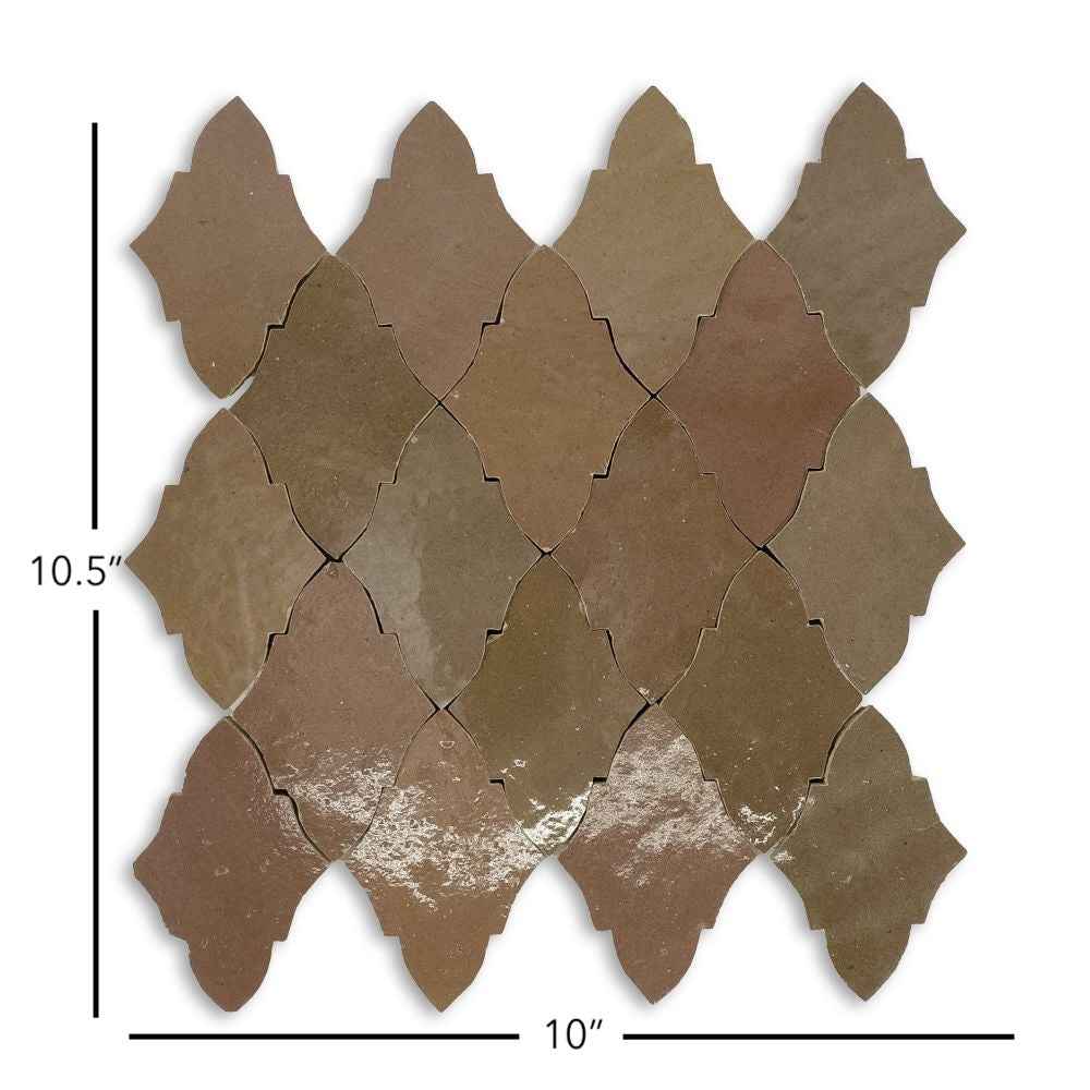 Hand Crafted Zellige | 10.5"x10" Terracotta Papillon Deco Mosaic Tile