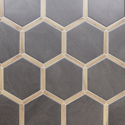 Villa Antica | Grafito Pino 9"x10" Porcelain Hexagon Wall & Floor Tile