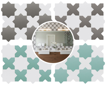 Porto Checker | Porcelain Star+Cross Floor & Wall Tile