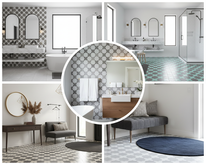 Porto Checker | Porcelain Star+Cross Floor & Wall Tile