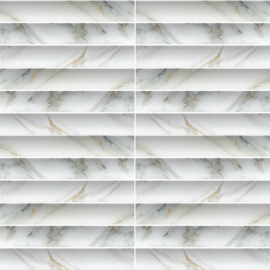Argos Fluted | 4.5"x9" Porcelain Fluted Marble Look Wall Tile
