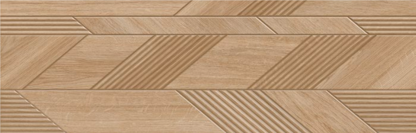 Dimensi | 12"x36" Ceramic Dark Oak Liner Deco Wall Tile