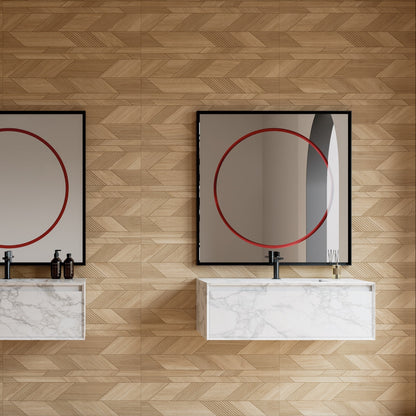 Dimensi | 12"x36" Ceramic Dark Oak Liner Deco Wall Tile