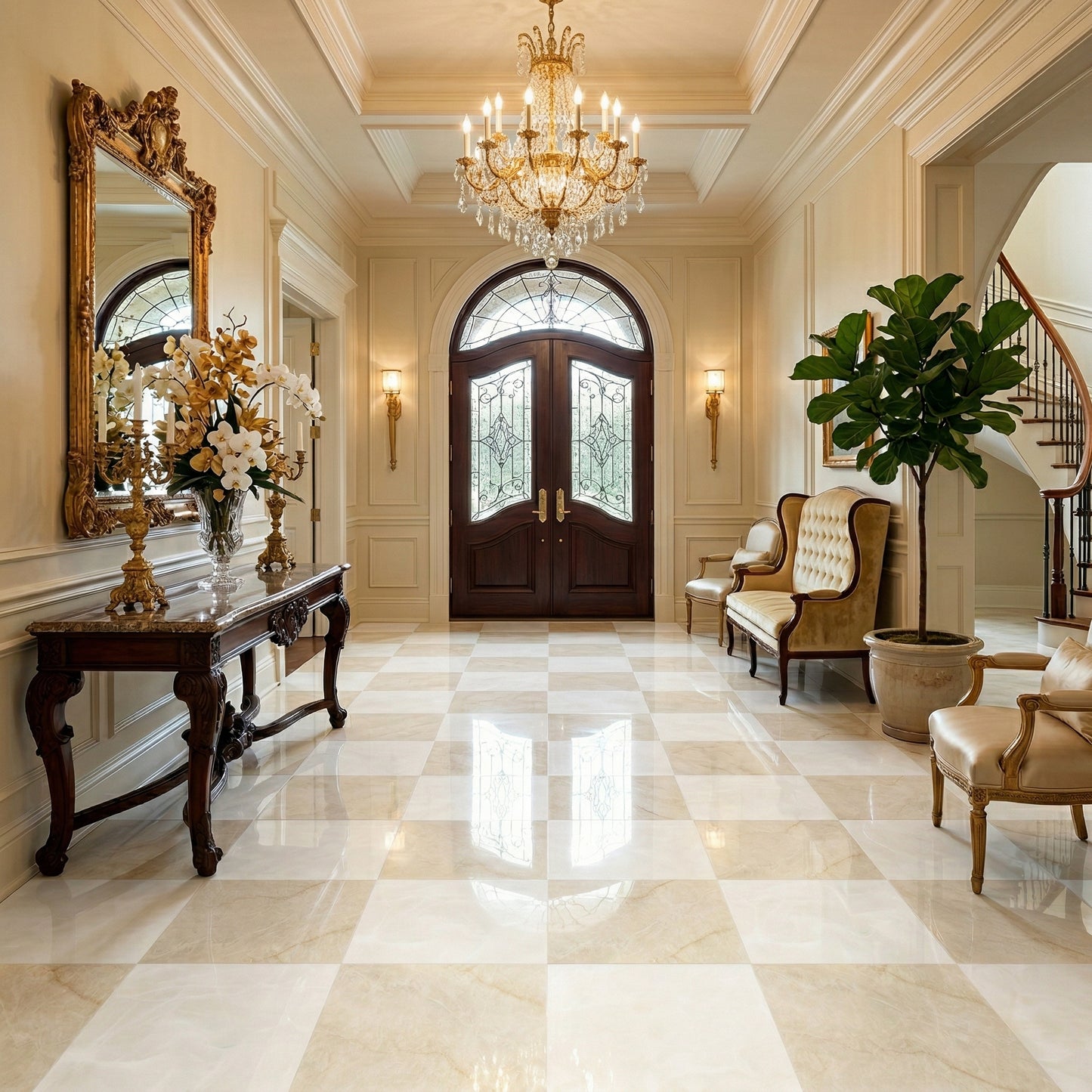 Precious Checkerboard | 24"x24" Marble Look Floor & Wall Tile