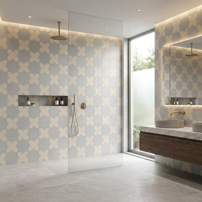 Porto Checker | Porcelain Star+Cross Floor & Wall Tile