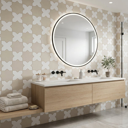 Porto Checker | Porcelain Star+Cross Floor & Wall Tile