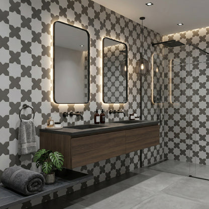 Porto Checker | Porcelain Star+Cross Floor & Wall Tile