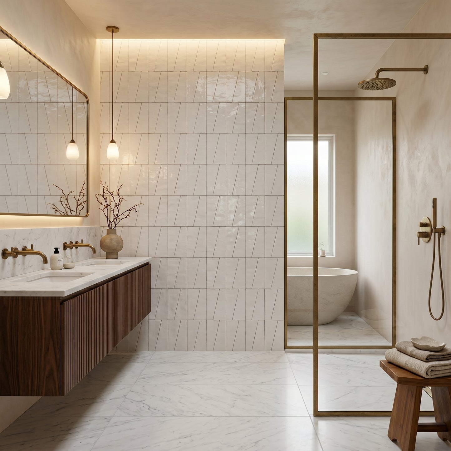 Atlas Zellige | 12"x12" Trapezoid Zellige Look Ceramic Mosaic Wall Tile