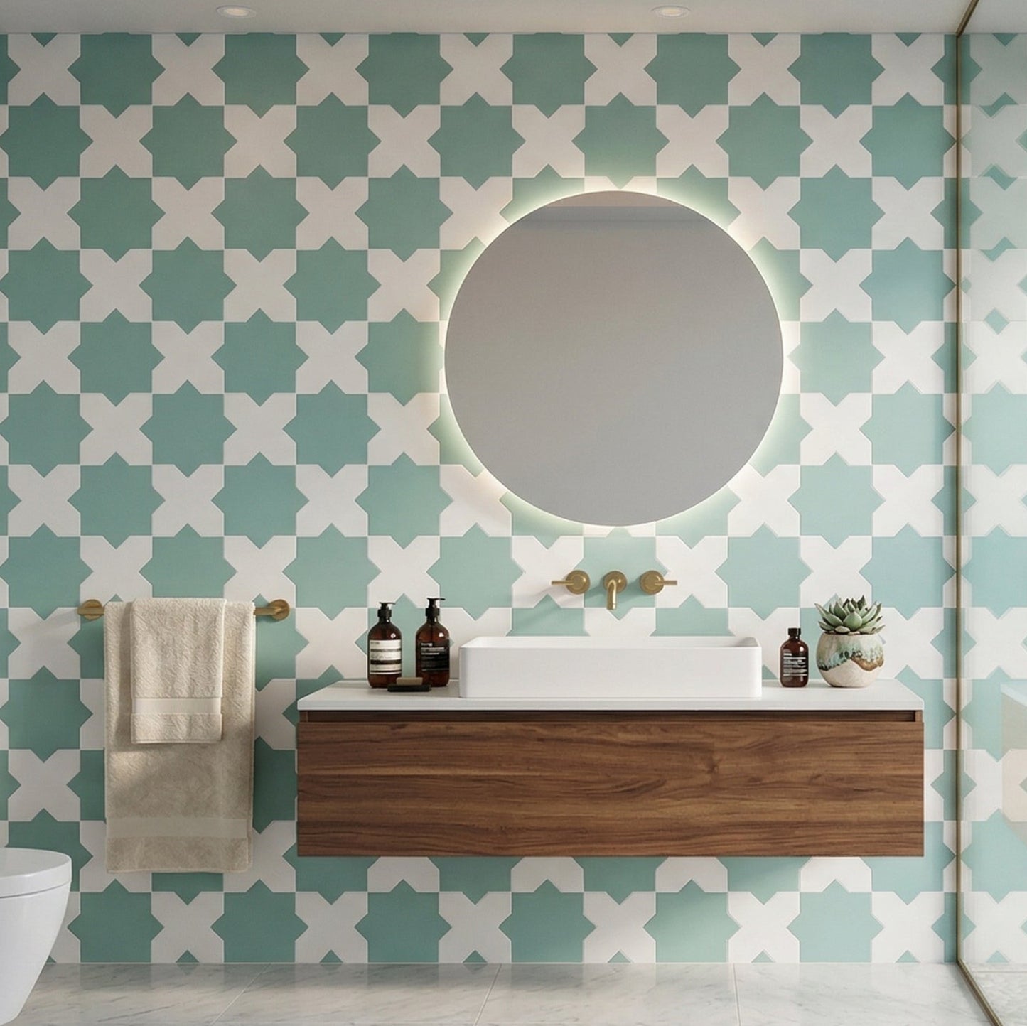 Porto Checker | Porcelain Star+Cross Floor & Wall Tile