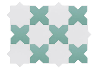 Porto Checker | Porcelain Star+Cross Floor & Wall Tile