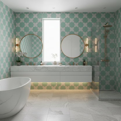 Porto Checker | Porcelain Star+Cross Floor & Wall Tile