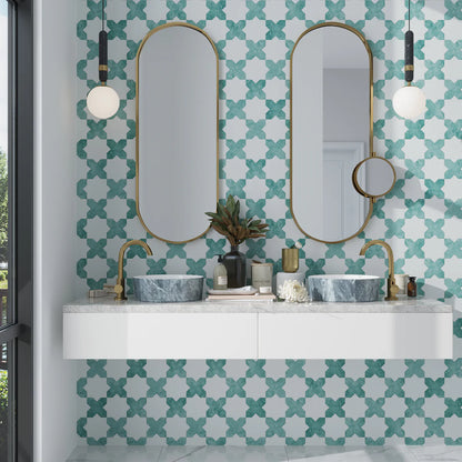 Porto Checker | Porcelain Star+Cross Floor & Wall Tile