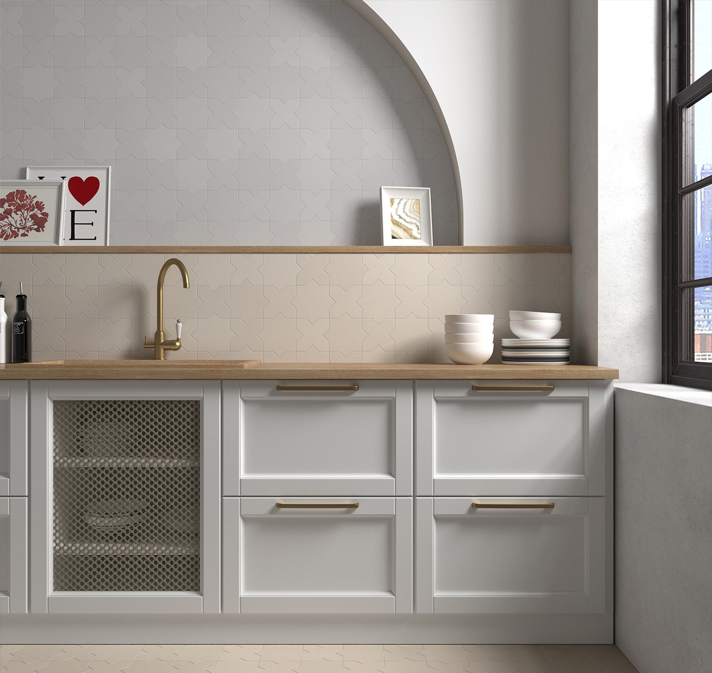 Porto Star+Cross | 6.1" x 11.9" Porcelain Floor & Wall Tile