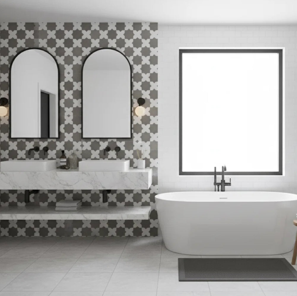 Porto Checker | Porcelain Star+Cross Floor & Wall Tile