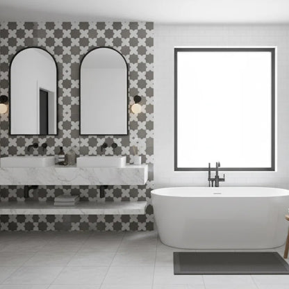Porto Checker | Porcelain Star+Cross Floor & Wall Tile