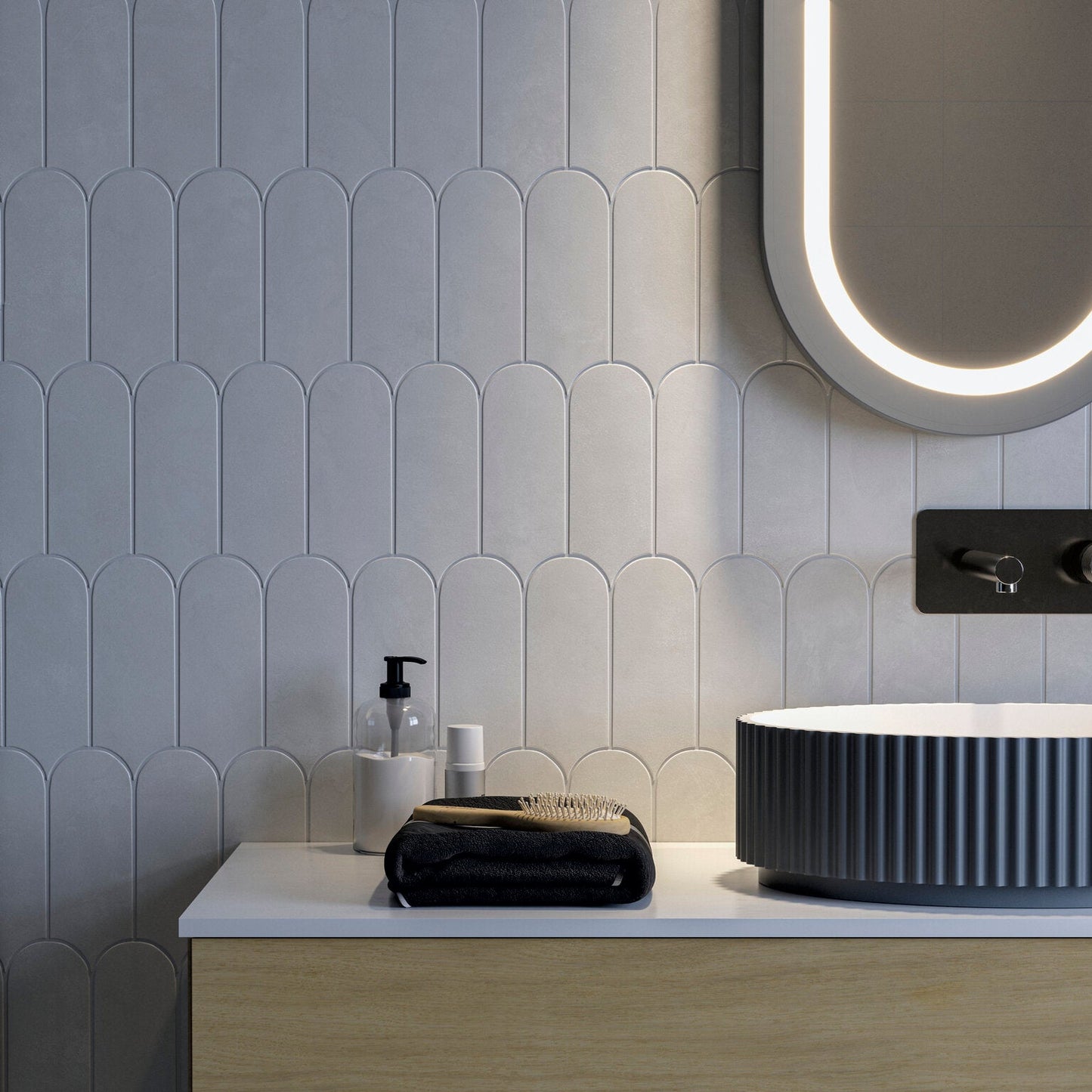 Allure Scale | 3"x8.5" Ceramic Elongated Fan Wall Tile