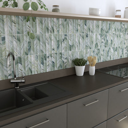 Argos Fluted | 4.5"x9" Porcelain Fluted Marble Look Wall Tile