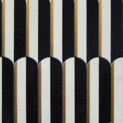 Gold + Marmo | 12"x12" Coliseum Marble & Brass Mosaic Tile