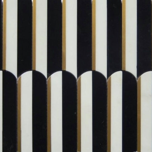 Gold + Marmo | 12"x12" Coliseum Marble & Brass Mosaic Tile