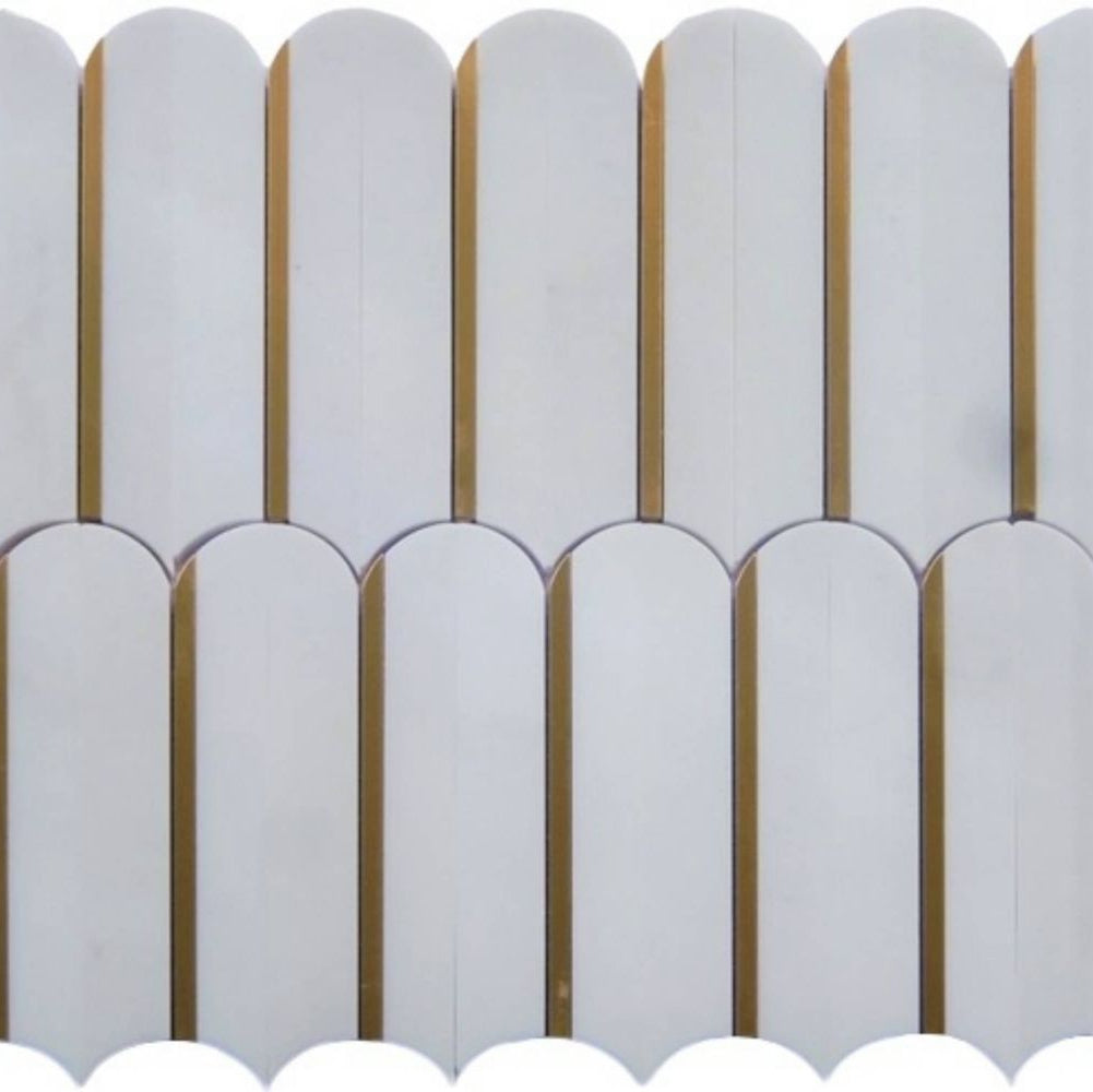 Gold + Marmo | 12"x12" Parthenon Marble & Brass Mosaic Tile