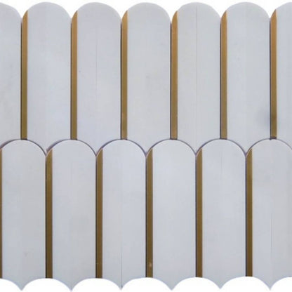 Gold + Marmo | 12"x12" Parthenon Marble & Brass Mosaic Tile