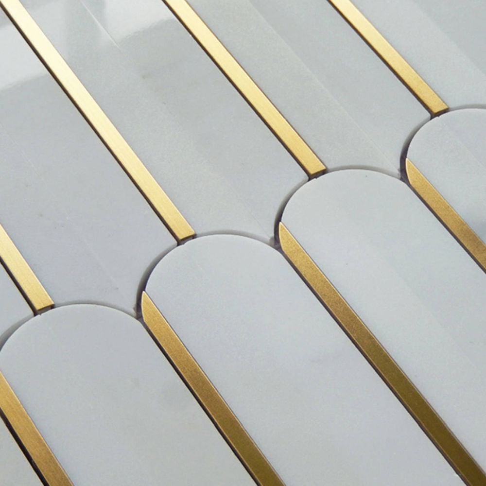 Gold + Marmo | 12"x12" Parthenon Marble & Brass Mosaic Tile