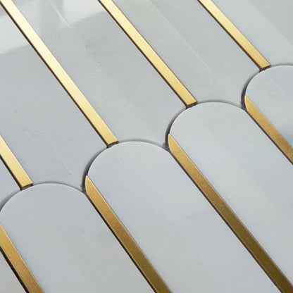 Gold + Marmo | 12"x12" Parthenon Marble & Brass Mosaic Tile