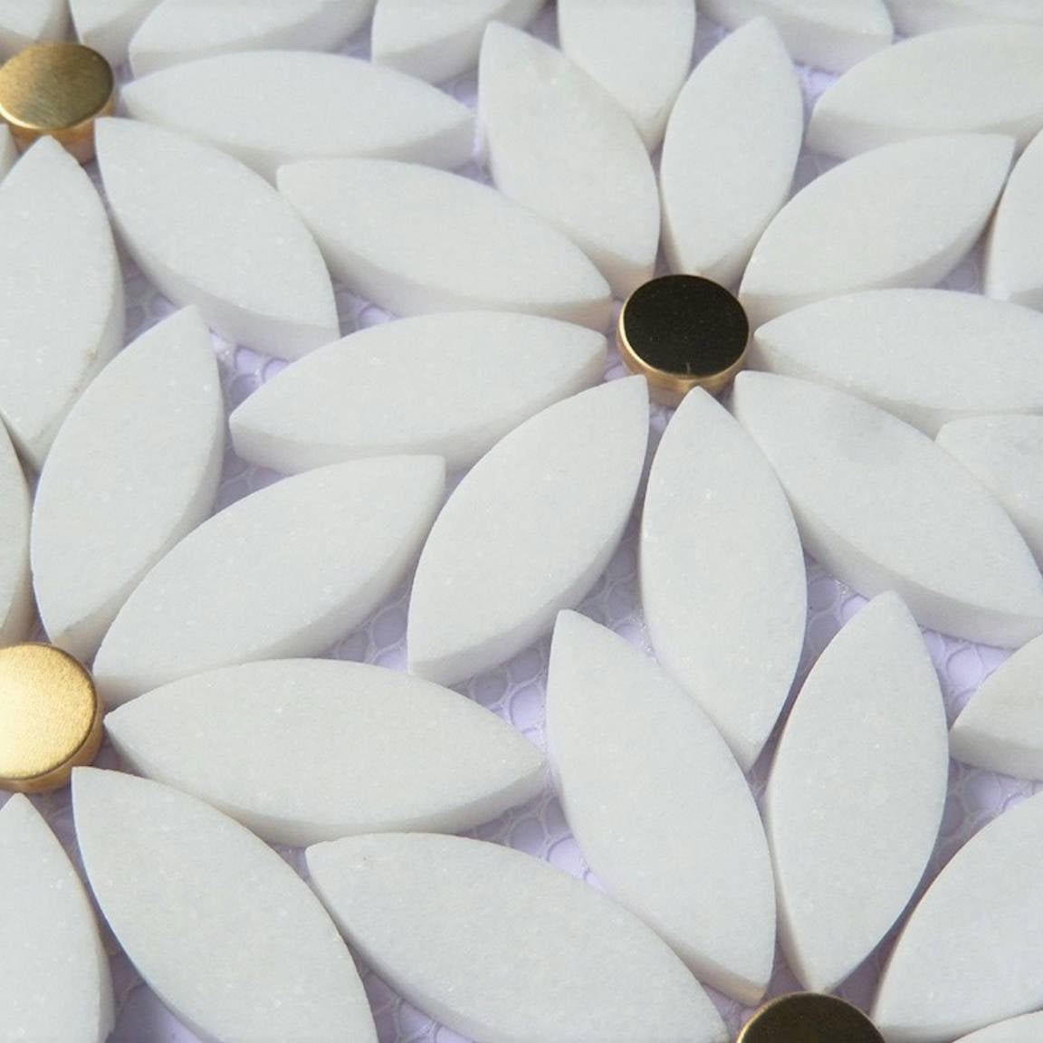 Gold + Marmo | 12"x12" Baroci Marble & Brass Mosaic Tile
