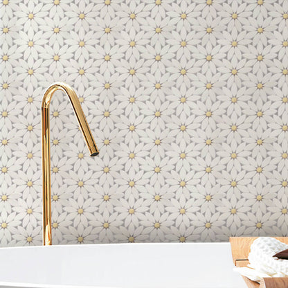 Gold + Marmo | 12"x12" Baroci Marble & Brass Mosaic Tile