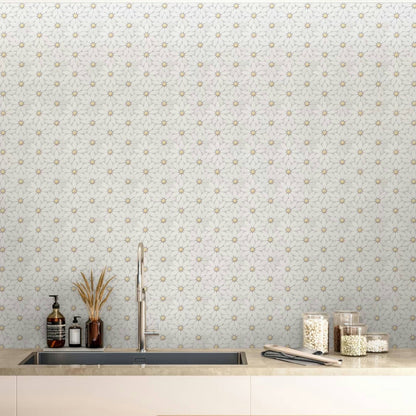 Gold + Marmo | 12"x12" Baroci Marble & Brass Mosaic Tile