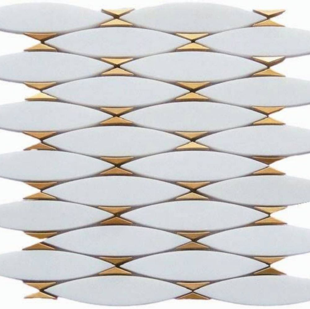 Gold + Marmo | 12"x12" Bellene Marble & Brass Mosaic Tile