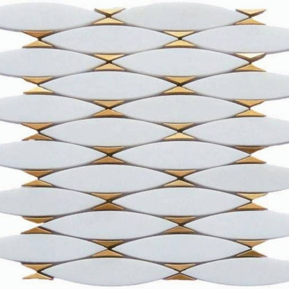 Gold + Marmo | 12"x12" Bellene Marble & Brass Mosaic Tile