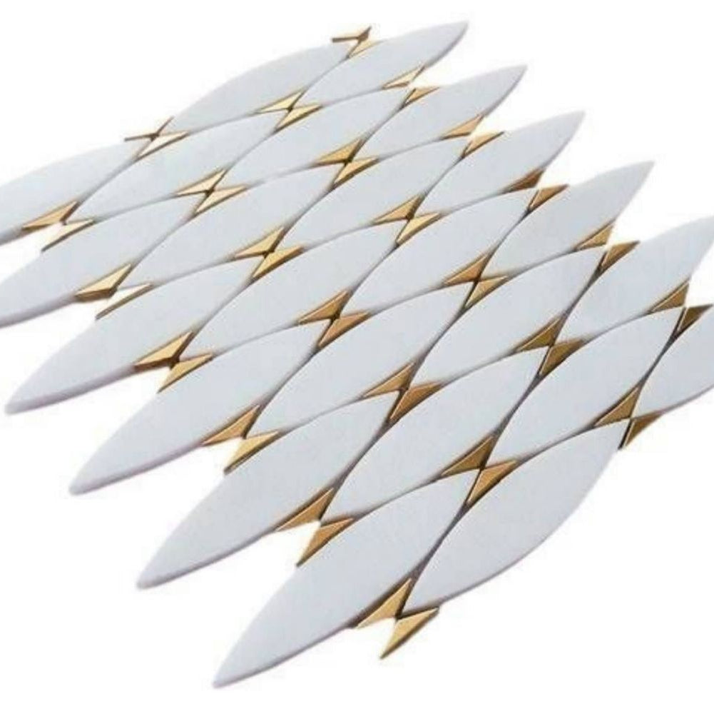 Gold + Marmo | 12"x12" Bellene Marble & Brass Mosaic Tile