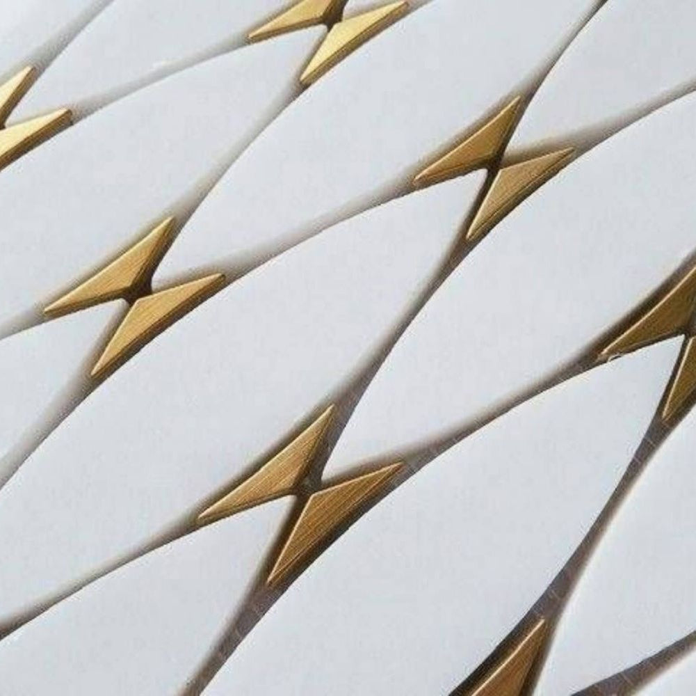 Gold + Marmo | 12"x12" Bellene Marble & Brass Mosaic Tile