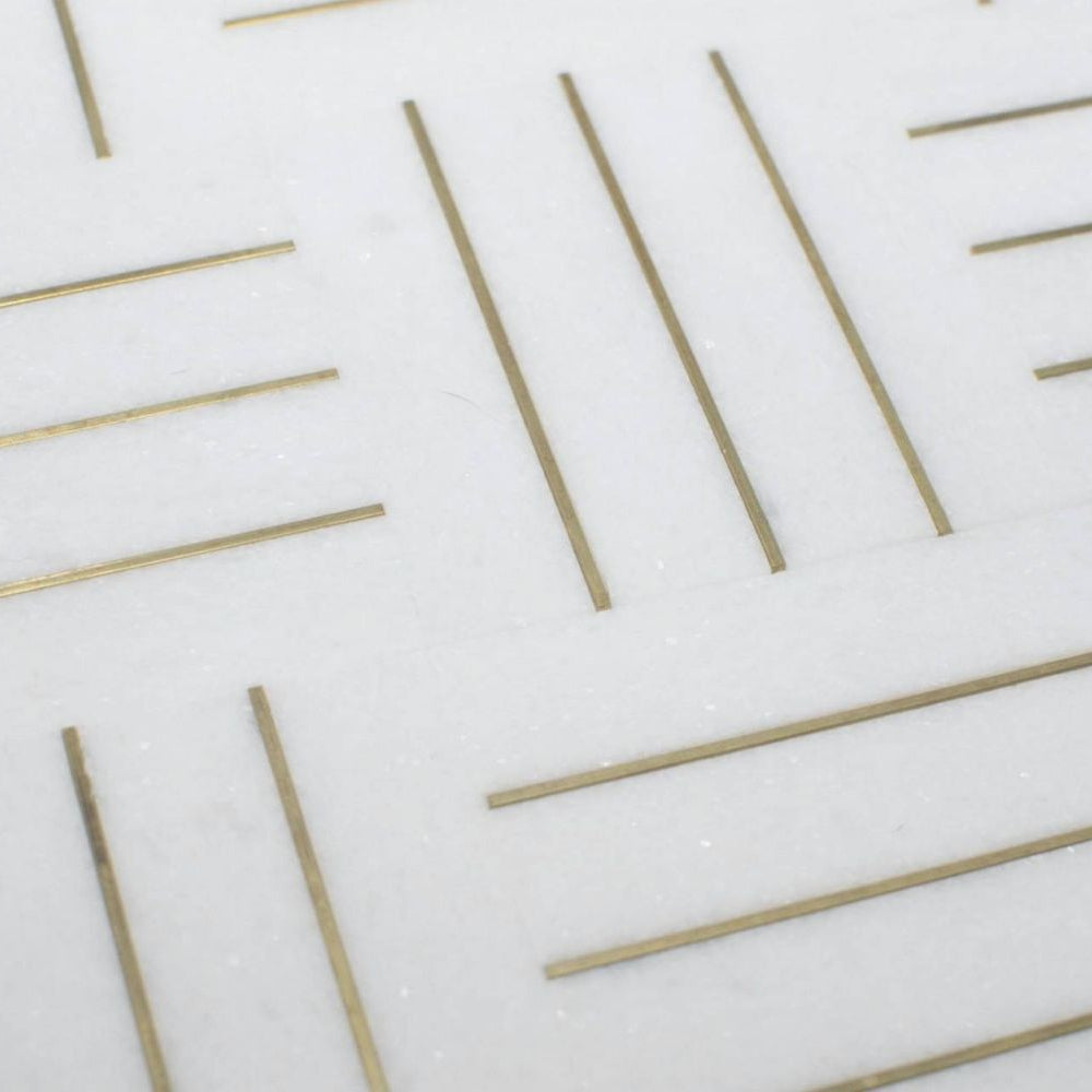 Gold + Marmo | 12"x12" Botticelli Marble & Brass Mosaic Tile
