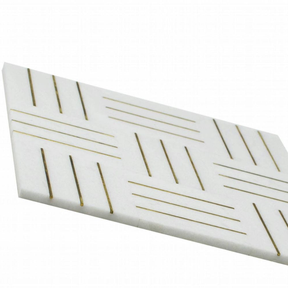 Gold + Marmo | 12"x12" Botticelli Marble & Brass Mosaic Tile