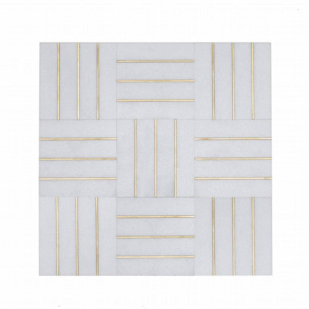 Gold + Marmo | 12"x12" Botticelli Marble & Brass Mosaic Tile