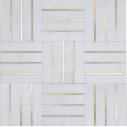 Gold + Marmo | 12"x12" Botticelli Marble & Brass Mosaic Tile
