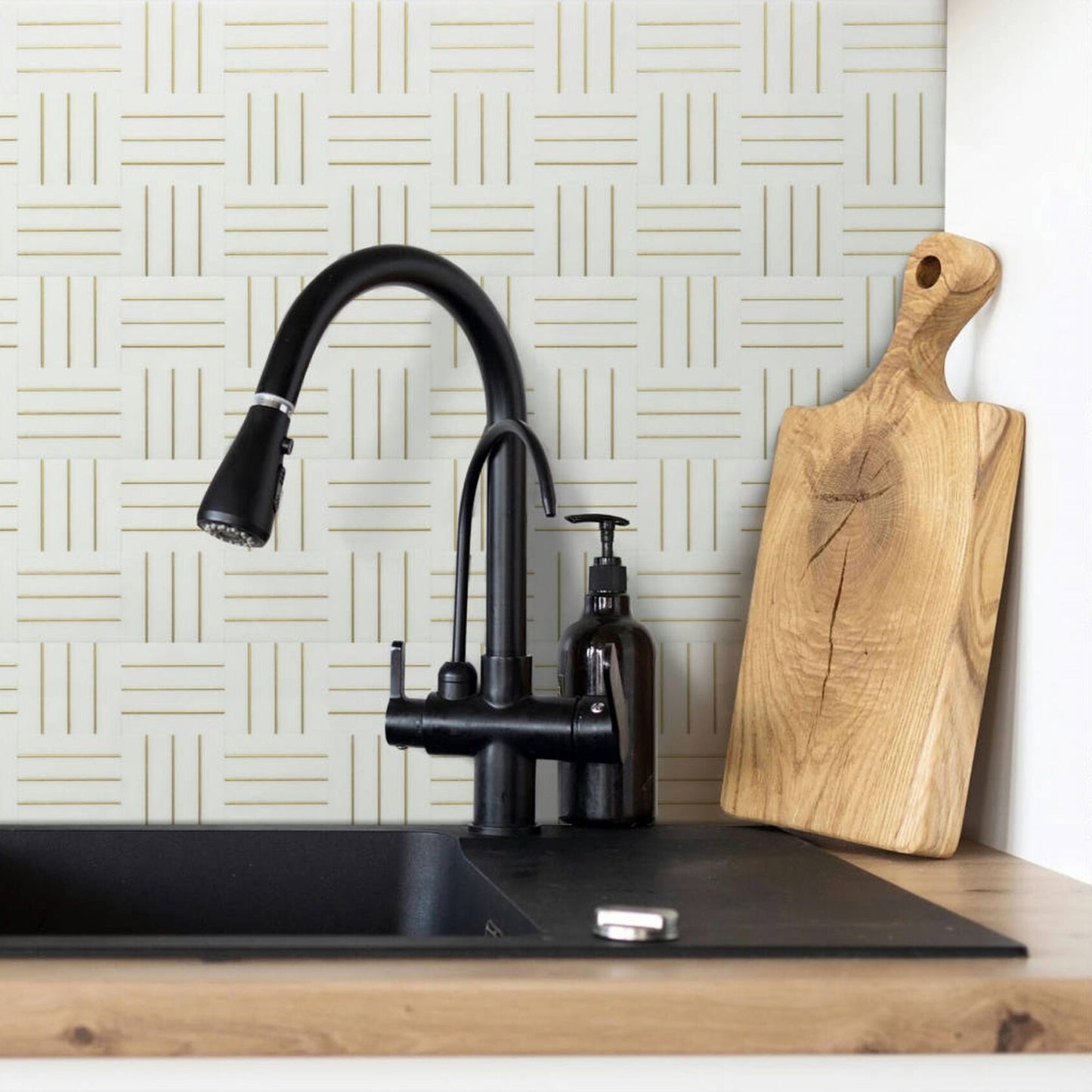 Gold + Marmo | 12"x12" Botticelli Marble & Brass Mosaic Tile