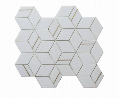Gold + Marmo | 12"x12" Brunelle Marble & Brass Mosaic Tile