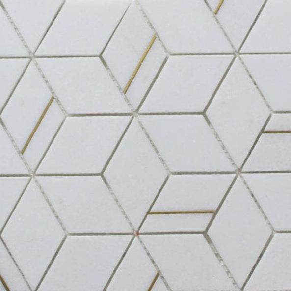 Gold + Marmo | 12"x12" Brunelle Marble & Brass Mosaic Tile