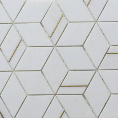 Gold + Marmo | 12"x12" Brunelle Marble & Brass Mosaic Tile