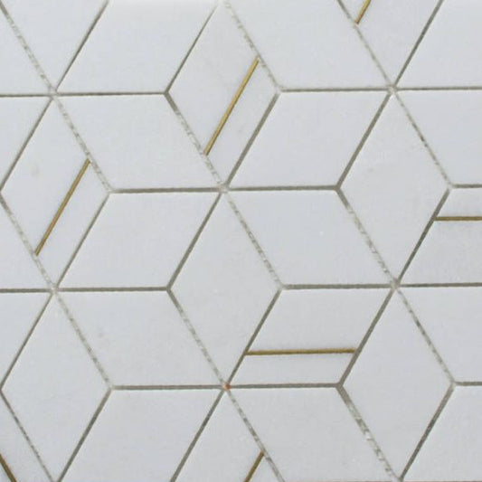 Gold + Marmo | 12"x12" Brunelle Marble & Brass Mosaic Tile