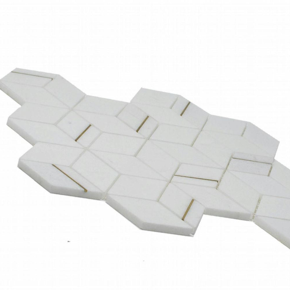 Gold + Marmo | 12"x12" Brunelle Marble & Brass Mosaic Tile